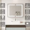 Storage Boxes LED Bathroom Mirror Cabinet 36x30 Inch Anti-Fog IP44 3 Color Light Adjust Shelf Aluminum Modern Vanity Wall Mount