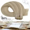 Estensioni moresoo clip senza soluzione di continuità nelle estensioni dei capelli vere capelli umani remy senza soluzione di cuciture estensioni bionda putta in estensione 7pcs 120g