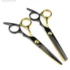 Hårsax 6 Japanese rostfritt stål Gyllene svarta hårklippare Ultratunna hårklippsuppsättning levereras direkt av frisörerna Q240426