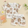 Set di abbigliamento per bambini abiti estivi abiti a maniche corte t-shirt a stampa floreale + pantaloncini 2 pezzi set per abiti da bambino 0-3 anni