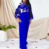 Women's Two Piece Pants Summer Fashion Printing Two Piece Set Women Office Ladies Casual Printing Shirt Wide Leg Pants Two Piece Set African Women Y240426