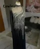 Party Dresses Spaekly paljetter Beaded Black Dress Arabic Dubai Cape Sleeves Long Prom Anpassad formell A Line Evening Gowns Robe