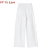 Women's Jeans Y2K White Straight High Waist Denim Vintage Long Trousers Streetwear Torn Embellished 6164076