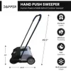 Efficient Walk-Behind Outdoor Hand Push Sweeper - 6.5 Gallon Capacity - 22" Sweeping Width - Sweeps up to 25500 ft² / Hour - Grey
