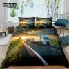 Defina a casa de luxo em casa Luxo 3D Bedding Set Red Lorry Duvet Capa travesseiro Rainha e Rei UE/EUA/Au/UK Size Bedning Bedding