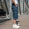 McIkkny Vintage Mens Cargo Summer Denim Shorts Multi Pockets Blue Straight Short Jeans pour mâle plus taille 30-46 240415