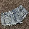 Женские шорты Summer New Womens Sexy Holes Denmage Shorts Nightclub Mini Micro Shorts 2022 Y240425