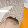 Casual Shoes Elegant Woman Summer 2cm Low Heel Sandles Crystal Sandals Female Luxury Design Bling Rhinestone Apricot Color Fashion Prom