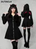 Casual jurken Halloween Black slanke taille afslanke capuchon Zipper Cardigan sweatshirt jurk herfst en wintermeisjes lange mouw