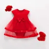 女の子のドレス新生児の女の子のドレス服サマーレースキッズバースデー衣装セット洗礼ガウン