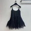 Basic & Casual Dresses designer Shenzhen Nanyou Huo~24 Summer New Product French Style Spicy Girl Fluffy Skirt Small Black Sling Dress 9CAR