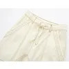 TRAF 2024 Cargo Pants for Women Beige Wide Leg Pants Women Summer High Waist Woman Trousers Holiday Casual Baggy Pants Woman 240420