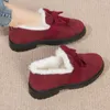Casual Shoes Winter Ladies Cotton Plush Warm Non-slip Female Woman Bowknot Short Snow Boots Mom Comfy Furry Loafers