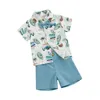 Kläduppsättningar småbarnskläder baby pojke shorts set haiian outfit spädbarn pojke kort hylsa skjorta topp shorts kostym sommaren barnkläder