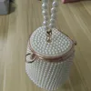 Drawstring Design Women Bucket Shape Beading Holder Clutch Pearl Wedding Bridal Ladies Handbags Party Small Evening Bags