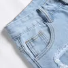 Streetwear Summer Men Holes Patch Spliced ​​Denim Shorts élégant masculin solide décontracté jean Fivepoint Pants 240422