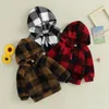 Vestes Pudcoco Toddler Kids Baby Girls Boys Plaid Sweat-sweats à capuche Hiver Chaussure longue à moitié zip