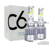 カーヘッドライト1ペアプライスコブC6リアル7600LM 120W LEDヘッドライトH1 H3 H4 H7 9003 9004 9005 9006 KIT HI/LO LIGHT BBS 6000KドロップDEVIRIVE OTW5L