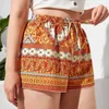 Plus maat bloemenprint zomer casual korte elastische knoop taille elegante boho shorts vrouwelijke vrouwen kleding 7xl 8xl 240422