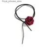 Pendant Necklaces Romantic Gothic Phantom Flower Ring Chain Necklace Suitable for Women Korean Fashion Adjustable Rope Necklace Y2K Accessories Q240426