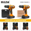 Hilda Electric Drill 12V 16V 20V Cordless Screwdriver Mini Wireless Power Driver DC Lithiumion Batteri 240415