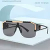Zonnebrillen 2024 Mode luxemerk extra grote vierkante zonnebrillen voor Retro metaal metalen grote frame half frame met één lens zonnebril UV400 Q240425