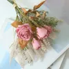 Fiori secchi 1 Regali bouquet Pampas Grass Bouquet rosa fiore secco naturale mini gypsophila piante reali oggetti fotografici decorazioni per la casa