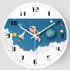 Horloges 8 pouces Mur Clock Enfants Chambre silencieuse Corloge électronique Astronaute Exploration Espace Salle Décoration Quartz Clock Home Decor