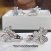 Designer Luxury Jewelry Earring Full Diamond Lucky Grass Three Leaf Petal Earrings 925 Pure Silver Plated 18K Gold Flower CNC Precision High Edition