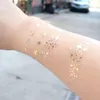 Tattoo Transfer Sexy Sun Moon Star tillfällig tatuering Guld ansikte Vattentäta fräknar Makeup klistermärken Eye Decal Women Party Body Arm Art 240427