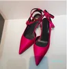 2024 Summer Rose Red Ankle Strap Pointed Dress formal shoes