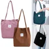 Totes Corduroy Shoulder Bags For Women 2024 Reusable Shopping Casual Tote Female Handbag Girls Solid Color Orangnizer