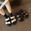 Casual Shoes Platform Women's Sandals 2024 Summer Flat for Women Fashion Metal Buckle Soft Bottom Open Toe Ladies Beach