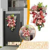Juldekorationer Lollipop Wreath Red Bownot Decoration Xmas främre dörr Garland hängande prydnad Hempartiår