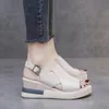 Dames mode wiggen platform schoenen 2024 zomer retro rome strand slippers dames casual peep teen zachte comfortabele sandalen 240415