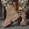 Sapatos 2023 Novo Moda Militar Boots Tactical Boots Men com zíper lateral Antislip Military Boots Sapatos de Segurança Sapatos de Segurança