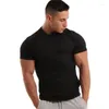 Ternos masculinos No.2a3122 Men Manga curta Black Solid Cotton T-shirt Gyms Fitness Bodybuilding Workout thirts THISTEM MASSH SMERME CASual Slim Tee