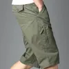 Summer Trend Cargo Shorts Mens Fashion Vintage Knee Length Gym Short Homme Loose Military Side Pocket Pant Sweatpants Male 240409