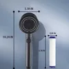 Gesti della doccia da bagno Nuovi 5 modalità Doccia doccia turbo regolabile con filtro di cotone interno Stop un tubo per la doccia per salvataggio del bagno con ventola