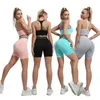 Trainingspakken voor dames naadloze yogaset sportset taille heupen lange mouwen backless sportkleding fitness shorts 240424