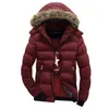 Hurtownia- moda męska futra z kapturem w dół Parka Slim Fit grube ciepłe kurtki zimowe dla mężczyzn rozmiar M-XXXL Casual Puffer Płaszcze z kapturem Q2558/