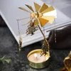 Metal Rotating Spinner Carousel Candle Tea Light Holder Table Transfer Windmill Decoration Home Elegance 240410