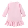 Vestidos de menina Little Maven Baby Girls Dress 2023 Novos garotas de outono elegante vestido rosa estampas arco -íris vestidos de manga longa algodão Kidsl2404