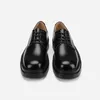 Sapatos casuais menino estudantes pretos de couro pu grande dedo redondo de ponta grossa oxfords homens planforms jovens