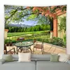 Jardin moderne Big Tapestry Nature Fleurs Plantes Vines Spring Park Décors Tissu Tissu Print Mur suspendu Home Courtyard Decor Mindals 240415