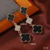 Vier Blattklee Ohrringe beliebte neue Mode und vielseitig lange in Japan Südkorea Personalisierte einfache exquisite Diamantgelobte