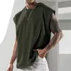 Tampo masculino Tops simples de camiseta solta Men sem mangas com capuz, todos combinam com a pele