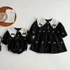 Robes de fille Nouveaux enfants bébé filles à manches longues doux broder sœurs ROMMER