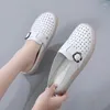 Casual Shoes Women Leather Cut Out Ladies Half Loafers Flat Moccasins Slippers Zapatillas Mujer