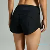 Lu Lemens Up Speed High-Rise mit kurzer Taille Sport-Shorts Damen Set schnell trocknen losen Laufkleidung Rückentasche Tasche Fiess Yoga